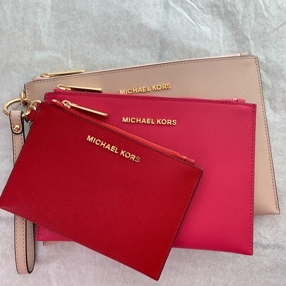 Michael Kors Handbags - 🔥Bundle🔥 NWT Michael Kors Pink/Red Wristlet Trio